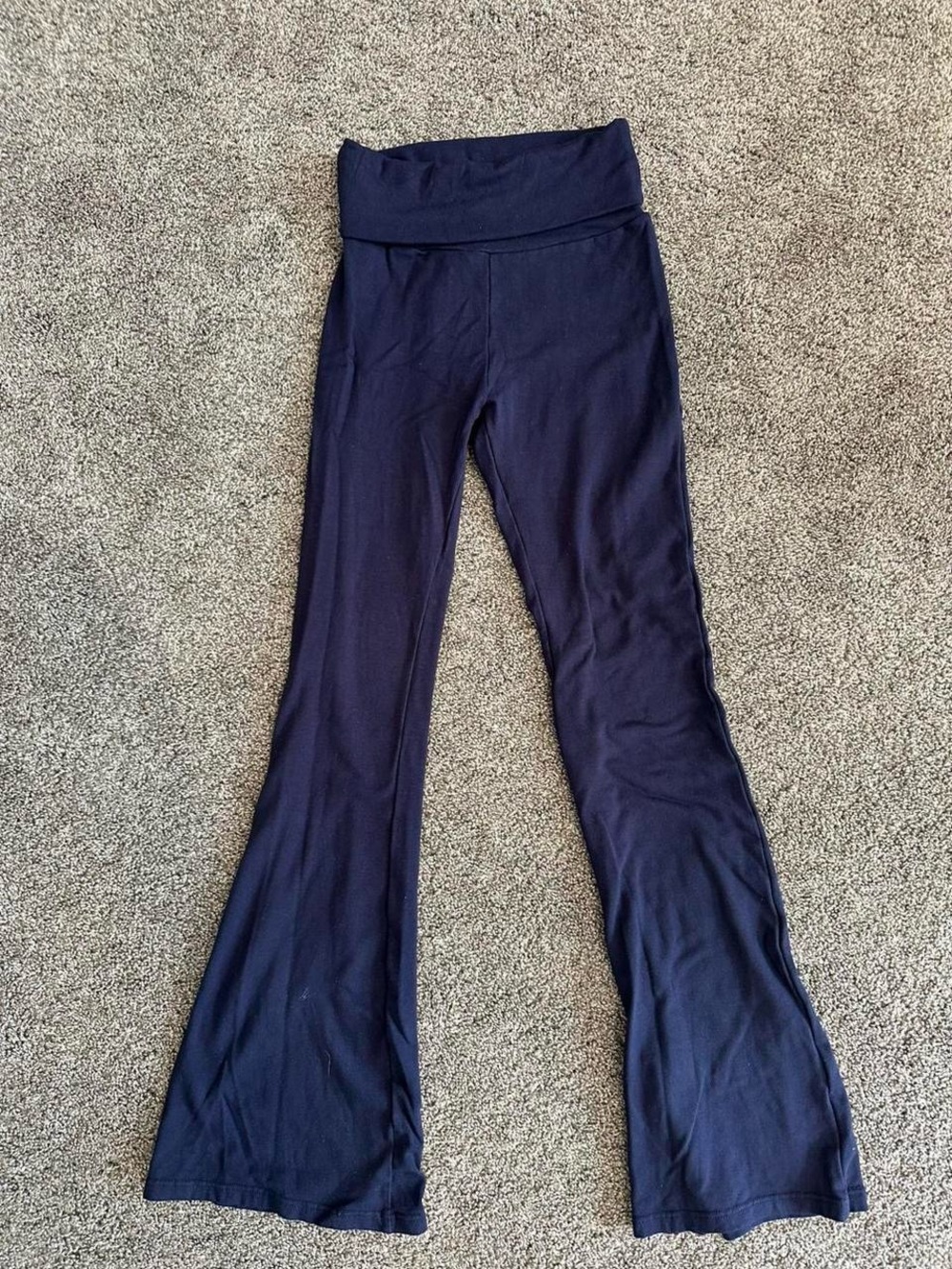 Amazon Navy Fold-Over Waist Flare Pants